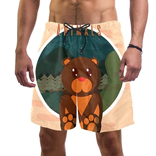 Maillots de bain pour hommes ours mignon short de plage été fluide