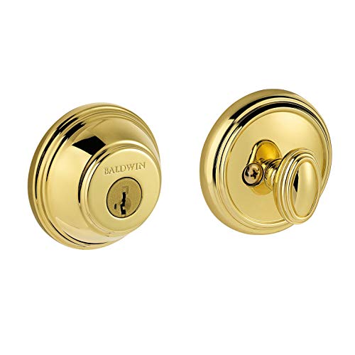 Baldwin Prestige 385 Round Double Cylinder Deadbolt Featuring SmartKey in Lifetime Polished Brass