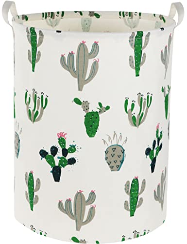 Image of TIBAOLOVER Laundry Basket Kids laundry hamper Cactus Hamper Toy Storage Bin Organizer for Boys and Girls Cactus Room Decor(Green and Gray）