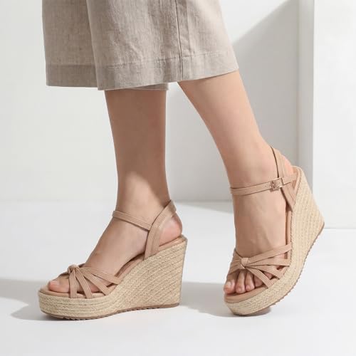Image of VICKI.VICKI Wedges for Women Platform Sandals Wedge Heels for Sandals Comfortable Summer Espadrille Shoes Ankle Strap&Open Toe