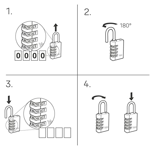 Yale - Y150B/40/130/1 Standard Security 40mm Brass Combination Padlock - Open Steel Shackle - 4 dial Combination Lock