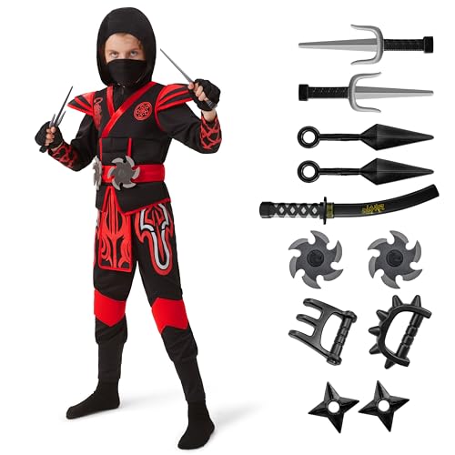 Spooktacular Creations Ninja Costume for Kids, Boy Red Ninja Ornery