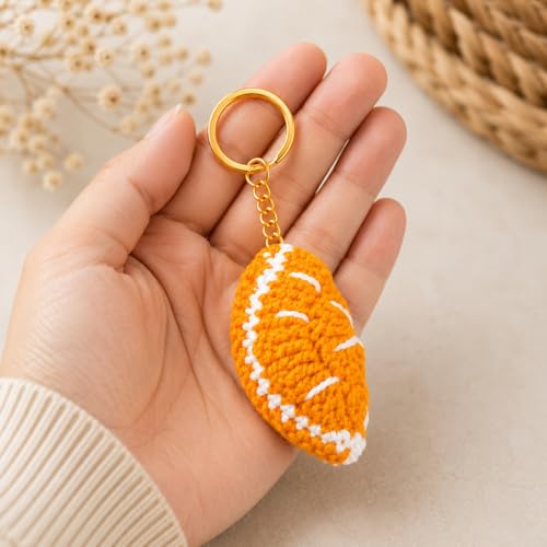 Image of Handmade Crochet Keychain for Women & Girls, Cute Yarn Key Ring, Bag Charm, Car Key Holder & Gift, Aesthetic Handmade Floral Accessory