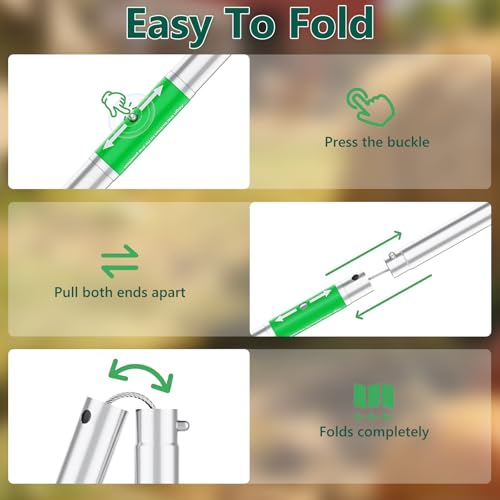 Image of 50 Inch Collapsible Snake Tongs, Heavy Duty Rust Proof Stainless Steel Snake Grabber Tool with Non-Slip Rubber Coated Jaw & Handle, 3-Section Folding Reptile Catcher for Catching & Wildlife Handling