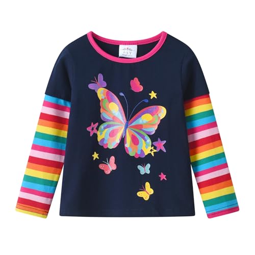 VIKITA Girls Long Sleeve Tees Layered Tulle Cotton Crewneck Sweatshirt Happy Horse Embroidery for Little Kids Fall Winter
