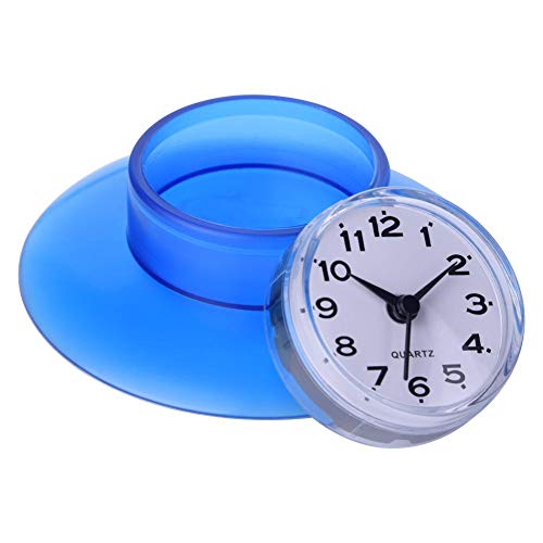 Nikou Dusche Wanduhr, Badezimmeruhr mit Saugnapf, Runde Mini wasserdichte Uhr Cute Badezimmer Kinderzimmer Zeitwerkzeug für Badezimmer, Küche, Wohnzimmer, Schlafzimmer (Blau)