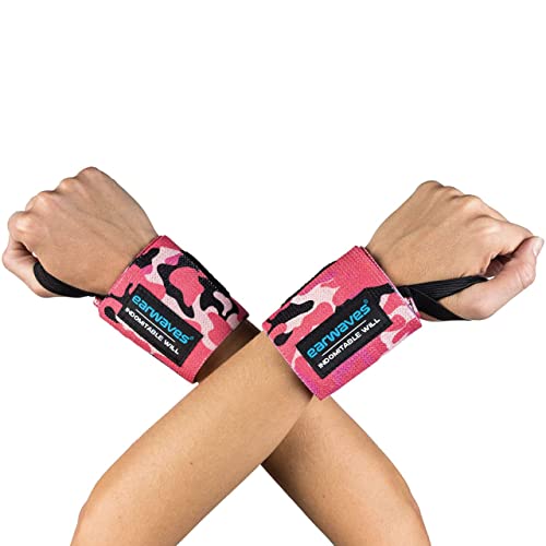 Earwaves ® Wrist Wraps - Poignets de Protection idéaux pour la gymnastique, l'haltérophilie, etc. Paire de poignets de protection sport pour homme et femme. 50cm. (Rose Militaire) Cover