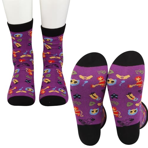 PXTIDY Coraline Socks - Calcetines de película de dibujos animados de terror, regalo de película de suspenso, regalo misterioso de personajes, Morado (, Fits Shoe Size 4-15