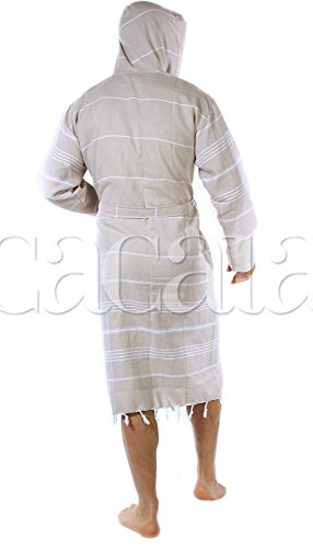 Cacala mens Turkish Hooded Bathrobe With Pocket for Men Women Lightweight Soft Ultra Absorbent Beach, Pool3