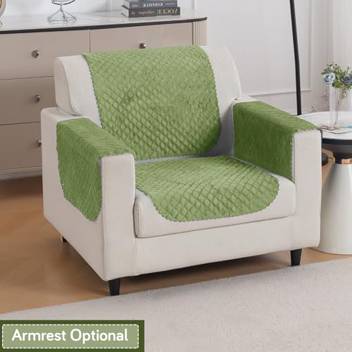 Image of HOKIPO Quilted Sofa Cover 1 Seater for Seat & Back, Washable Kids & Pet Friendly Sofa Cover, 'Quilt Classic' Green (IN-925-GRN*2)