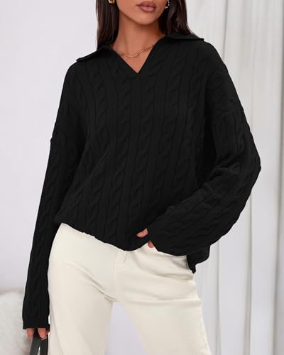 BTFBM Women's Oversized Sweaters Fall Fashion Clothes 2025 Trendy Knit Pullover Casual Long Sleeve V Neck Sweater Jumper Tops2