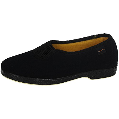 DOCTOR CUTILLAS 453 Zapatillas de Invierno de Paño Negro con Goma para Señora - Hechas en España SEÑORA ZAPATILLAS NEGRO 41