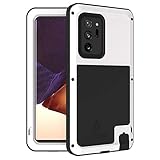 LOVE MEI for Samsung Galaxy Note 20 Ultra Case, Outdoor Sports Military Heavy Duty Shockproof Hybrid Aluminum Metal+Silicone Case Hard Cover Without Tempered Glass for Galaxy Note 20 Ultra (White)