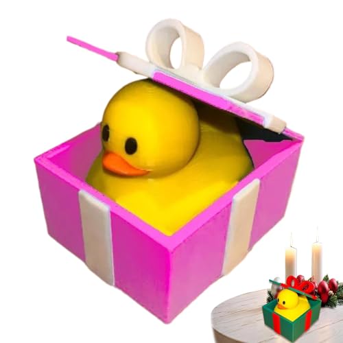 Duck Figurine, Holiday Duck Decoration, Printed Duck, Christmas Duck Figurine, Desktop Duck Decor, Holiday Animal Figurine, Duck In Box Decoration, Christmas Desktop Anima