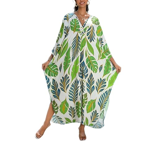 Image of KEYLORTING Plus Size Kaftan Dress Women, African Moo Moo Print Caftan, Batwing Dress, Beach Cover Up for Party and Loungewear
