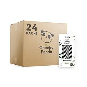 The Cheeky Panda – Bambus Strohhalme – 24x 250 Stück – Farbe: Schwarz/Weiß – Umweltfreundliche & biologisch abbaubare…