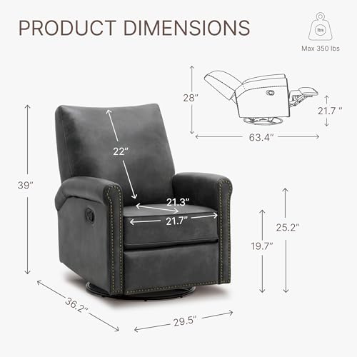 Sillón reclinable de cuero sintético Gris oscuro miniatura 3