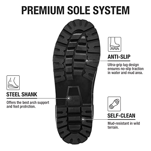 HISEA Men's Chelsea Rain Boots, Rubber Ankle Short Boots for Men Waterproof, Durable Insulated Mud Booties for Outdoor Garden Work3