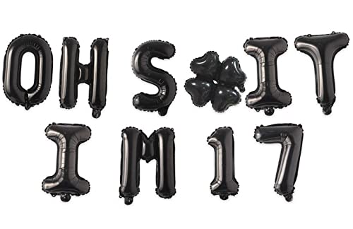 Image of Oh I'm 17! Latex Balloons 16 Inch Black Hallo Twenty Five Cheers to 17 Years Old Theme Decor for Man Woman Happy 17th Birthday Party Photo Studio Prop Flag Decorations Favors Supplies