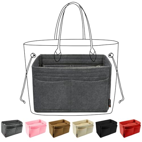 Image of OMYSTYLE Purse Organizer Insert, Felt Tote Bag Organizer Insert with 5 Sizes, Handbag Dividers for Inside Purse, Compatible with Longchamp, Neverful, Speedy and More