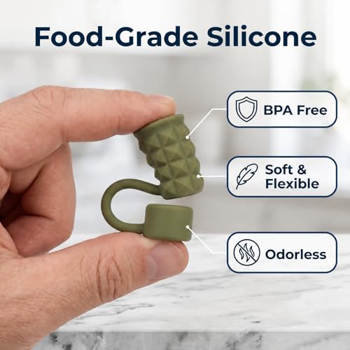 Image of BTYHAOS Straw Covers, Dust Proof Straw Toppers Fit Stanley 30 40oz Tumbler | Reusable Food-Grade Silicone Straw Covers Cap for Most 10mm Reusable Straw