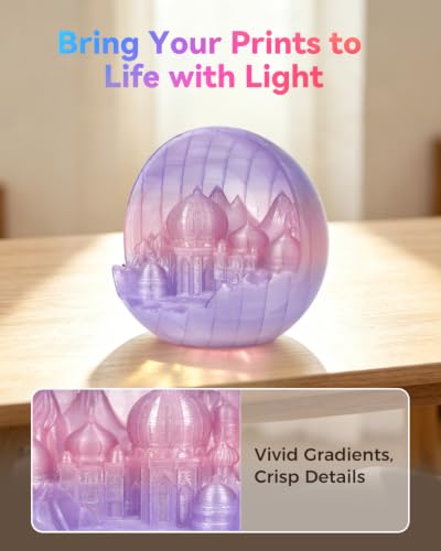 Image of VOXELAB PLA Crystal Rainbow Filament 1.75mm, Pink Dolphin Color, Alternating Transparent Purple & Bright Pink Every 18-20M, Shimmer Gradient 3D Printer Material with Glitter