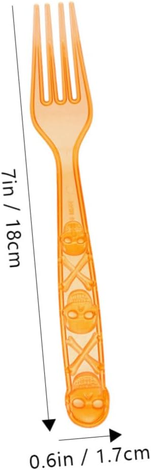Halloween Plastic Utensil 12pcs Orange Plastic Skull Dinnerware Set