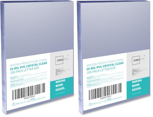 Image of Binditek 10 Mil PVC Binding Covers, 8.5 x 11 Inches, Clear, 200 Pack