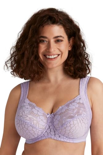 Miss Mary of Sweden Jacquard & Lace Womens Underwired Bra with Side Support 36D Lavender