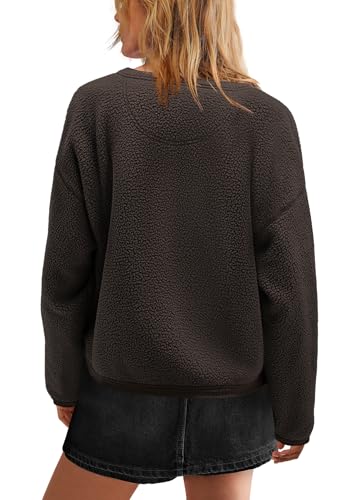 Image of Yanekop Womens Sherpa Jacket Button Down Fleece Winter Coat Fuzzy Jackets Chunky Cardigan Sweaters Open Knit Sweater