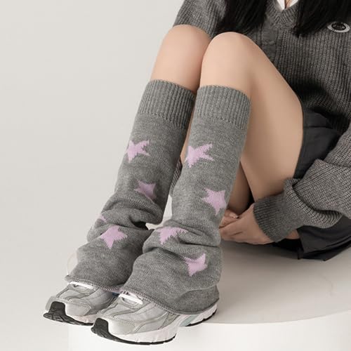 Image of WODECASA Girls Kawaii Leg Warmers Knitted Flared Leg Sleeves Goth Crochet Baggy Cuff Ankle Heap Socks