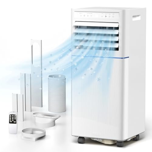 Antarctic Star 8000 BTU ASHRAE Portable Air Conditioner, 4‑in‑1 Quiet AC Unit with Dehumidifier & Fan Mode, Ultra Easy Install, Cools up to 350 Sq Ft for Bedroom, Office, Studio & Apartment
