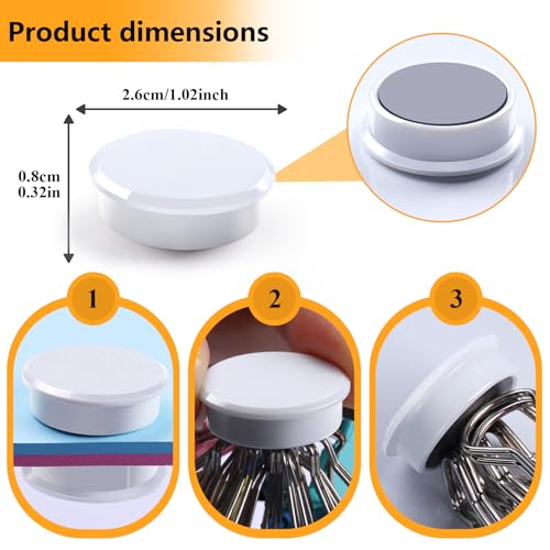 Imanes redondos blancos para nevera, pack de 20 unidades miniatura 3
