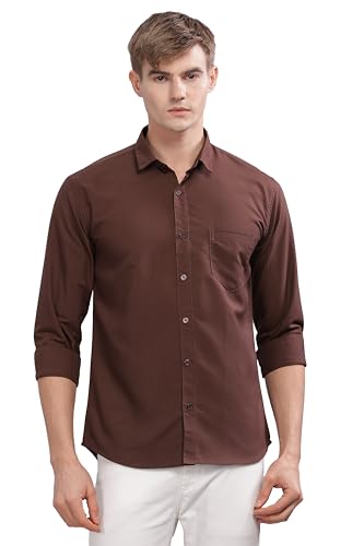 Image of Men's Cotton Blend Slim Fit Shirt | Full Sleeve Casual wear for Men | Comfortable Office Wear Shirt for All Seasons