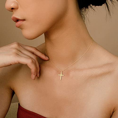 Moodear Cross Necklace For Women, 14K Gold Plated Chain Necklace Dainty Cross Pendant Necklace Simple Necklaces For Women Gold Jewelry For Women #TOP7