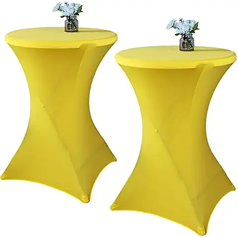 2 unidades de mantel de cóctel Spandex amarillo Cover