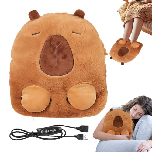 SKIKHN Fußwärmer Elektrisch,2 in 1 Capybara Handwärmer Elektrisch Fusswärmer,Plüsch Tierform Wärmekissen für Füße,Elektrischer Fußsack mit 3 Temperaturstufen für Winter Büro und Zuhause Damen Herren SKIKHN Fußwärmer Elektrisch,2 in 1 Capybara Handwärmer Elektrisch Fusswärmer,Plüsch Tierform Wärmekissen für Füße,Elektrischer Fußsack mit 3 Temperaturstufen für Winter Büro und Zuhause Damen Herren