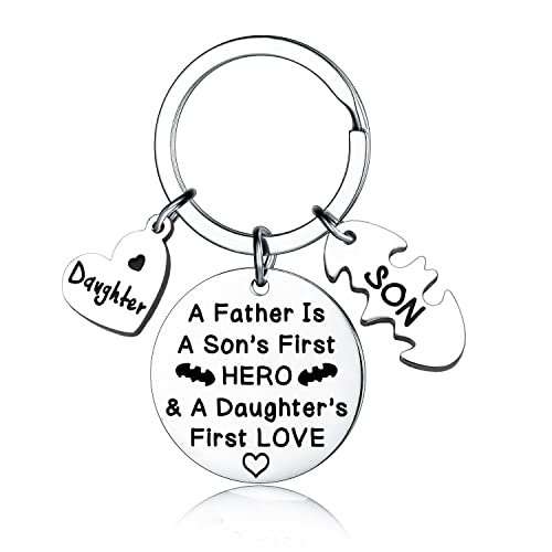 Ghloyza Dad Keyring - Father's Day Gift From Daughter Son - First Hero Daddy Papa Birthday Present - Best Dad Ever Key Chain (Silver)