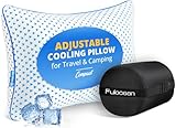 Small Cooling Shredded Memory Foam Pillow for Travel & Camping, Compressible Adjustable Pillow Washable Cover,Medium Firm Neck Knee Lumbar Support,Ideal Sleeping,Car,Airplane,Toddler,Backpacking,Gifts