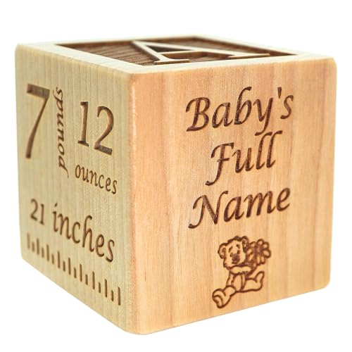 Baby Block Gift for Newborn Boy or Girl - Personalized Birth Announcement Wood Wooden Block New Baby Gifts Custom Item by Glitzby