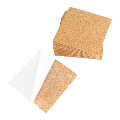 10 Pack Sheets Cork Coasters 4 Self-Adhesive Mats for DIY Coasters Craft Accessories (Squares)