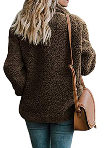 EFOFEI Womens Winter Warm Open Front Jacket Fluffy Teddy Bear Coat Sherpa Outwear with Pockets2