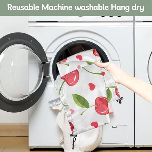 Plastic Bag Holder Set of 2 Cherries Plant Grocery Bags Holders Shopping Trash Bag Dispenser Wall Mount Reusable Kitchen Storage Organizer 20.5 x 8.7 in