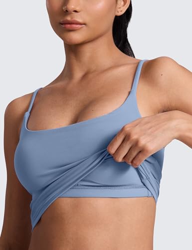 Image of CRZ YOGA Butterlift Scoop Neck Crop Tank Top | Medium Support, Removable Pads, Yoga, Buttery Soft, Adjustable U Back, Longline Sports Bras for Women