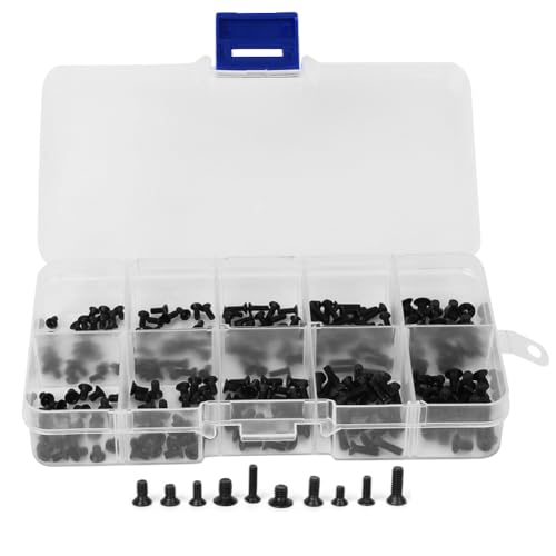 Options Flat Head Machine Screws, Black Carbon Steel Cross Drive for Electronics Industry Fasteners (250pcs)