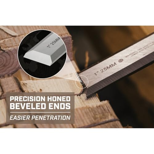 Spec Ops Tools Wood Chisel for Carpentry & Woodworking, Beveled Edge High-Carbon Steel Blade, Full Tang Shock-Absorbing Grip, 1" Blade by Spec Ops - Image 6