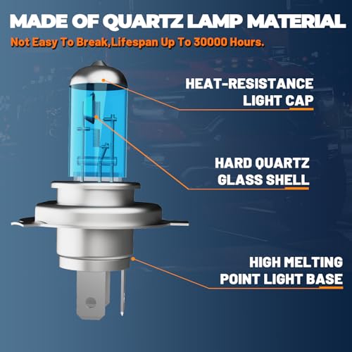 Image of Headlight Bulbs Compatible With Nissan Maxima 2000-2001 2019, H4 /9003 /HB2 High Low Beam Headlights Halogen Light Bulb, Super Bright 6000K White, Plug and Play, Pack of 2