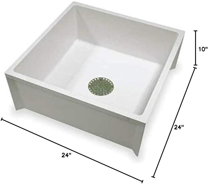 24 in W x 24 in L x 10 in H, Fiberglass, Mop Sink