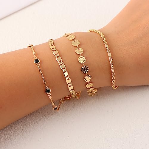 CASDAN 16Pcs Gold Bracelet Sets for Women 14K Gold Plated Adjustable Stackable Cuban Link Paperclip Chain Bracelet Dainty Gold Layered Bracelet Fashion Jewelry3