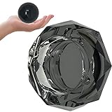 Crystal Ashtray Cigarette Ash Tray – Black Ashtray with Stress Relief Ball for Outdoor, Indoor, Patio, Home, Tabletop, Office Use – 4.25 inch Decorative Cigarette Holder Accessories Gifts